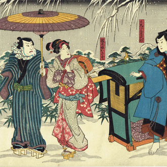 三代豊国 碁盤忠信雪黒石 TOYOKUNI III KABUKI PLAY ‘GOBAN TADANOBU YUKI NO NACHIGURO’